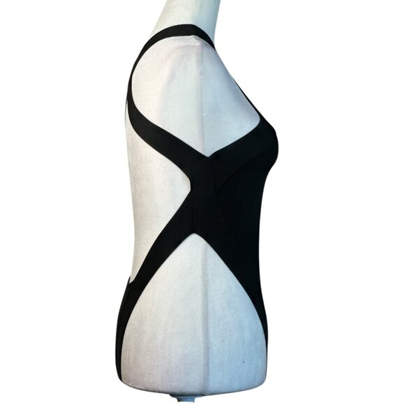 Saint Laurent Crossneck Bodysuit Top in Noir Small Womens Sleevless Top - Picture 6 of 16